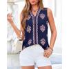 imageBTFBM Womens Tank Tops Floral Printed V Neck Sleeveless Spring 2026 Business Work Dressy Casual Shirts Chiffon BlousesNavy Blue