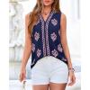 imageBTFBM Womens Tank Tops Floral Printed V Neck Sleeveless Spring 2026 Business Work Dressy Casual Shirts Chiffon BlousesNavy Blue