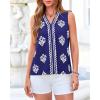 imageBTFBM Womens Tank Tops Floral Printed V Neck Sleeveless Spring 2026 Business Work Dressy Casual Shirts Chiffon BlousesRoyal Blue