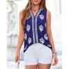 imageBTFBM Womens Tank Tops Floral Printed V Neck Sleeveless Spring 2026 Business Work Dressy Casual Shirts Chiffon BlousesRoyal Blue