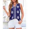 imageBTFBM Womens Tank Tops Floral Printed V Neck Sleeveless Spring 2026 Business Work Dressy Casual Shirts Chiffon BlousesRoyal Blue