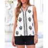 imageBTFBM Womens Tank Tops Floral Printed V Neck Sleeveless Spring 2026 Business Work Dressy Casual Shirts Chiffon BlousesWhite