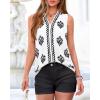 imageBTFBM Womens Tank Tops Floral Printed V Neck Sleeveless Spring 2026 Business Work Dressy Casual Shirts Chiffon BlousesWhite