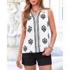 imageBTFBM Womens Tank Tops Floral Printed V Neck Sleeveless Spring 2026 Business Work Dressy Casual Shirts Chiffon BlousesWhite