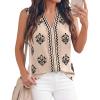 imageBTFBM Womens Tank Tops Floral Printed V Neck Sleeveless Spring 2026 Business Work Dressy Casual Shirts Chiffon BlousesKhaki