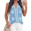 imageBTFBM Womens Tank Tops Floral Printed V Neck Sleeveless Spring 2026 Business Work Dressy Casual Shirts Chiffon BlousesLight Blue