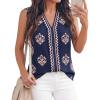 imageBTFBM Womens Tank Tops Floral Printed V Neck Sleeveless Spring 2026 Business Work Dressy Casual Shirts Chiffon BlousesNavy Blue