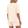 imageBTFBM 2 Piece Lounge Sets For Women 2026 Summer Airport Travel Vacation Outfits Loose Matching Clothing Spring Short SetBeige