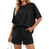 imageBTFBM 2 Piece Lounge Sets For Women 2026 Summer Airport Travel Vacation Outfits Loose Matching Clothing Spring Short SetBlack