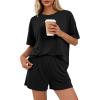 imageBTFBM 2 Piece Lounge Sets For Women 2026 Summer Airport Travel Vacation Outfits Loose Matching Clothing Spring Short SetBlack