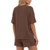 imageBTFBM 2 Piece Lounge Sets For Women 2026 Summer Airport Travel Vacation Outfits Loose Matching Clothing Spring Short SetBrown