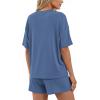 imageBTFBM 2 Piece Lounge Sets For Women 2026 Summer Airport Travel Vacation Outfits Loose Matching Clothing Spring Short SetGrey Blue