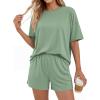 imageBTFBM 2 Piece Lounge Sets For Women 2026 Summer Airport Travel Vacation Outfits Loose Matching Clothing Spring Short SetGrey Green