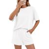 imageBTFBM 2 Piece Lounge Sets For Women 2026 Summer Airport Travel Vacation Outfits Loose Matching Clothing Spring Short SetWhite