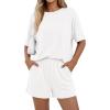 imageBTFBM 2 Piece Lounge Sets For Women 2026 Summer Airport Travel Vacation Outfits Loose Matching Clothing Spring Short SetWhite