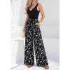 imageBTFBM Two Piece Sets For Women Summer 2026 Spring Outfits Casual Sleeveless Wide Leg Pants Sets Beach Vacation ClothesFloral Black White