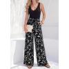 imageBTFBM Two Piece Sets For Women Summer 2026 Spring Outfits Casual Sleeveless Wide Leg Pants Sets Beach Vacation ClothesFloral Black White
