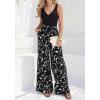 imageBTFBM Two Piece Sets For Women Summer 2026 Spring Outfits Casual Sleeveless Wide Leg Pants Sets Beach Vacation ClothesFloral Black White