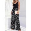 imageBTFBM Two Piece Sets For Women Summer 2026 Spring Outfits Casual Sleeveless Wide Leg Pants Sets Beach Vacation ClothesFloral Black White