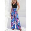 imageBTFBM Two Piece Sets For Women Summer 2026 Spring Outfits Casual Sleeveless Wide Leg Pants Sets Beach Vacation ClothesFloral Blue