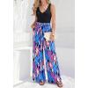 imageBTFBM Two Piece Sets For Women Summer 2026 Spring Outfits Casual Sleeveless Wide Leg Pants Sets Beach Vacation ClothesFloral Blue