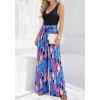 imageBTFBM Two Piece Sets For Women Summer 2026 Spring Outfits Casual Sleeveless Wide Leg Pants Sets Beach Vacation ClothesFloral Blue