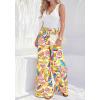 imageBTFBM Two Piece Sets For Women Summer 2026 Spring Outfits Casual Sleeveless Wide Leg Pants Sets Beach Vacation ClothesFloral Multicolored