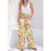 imageBTFBM Two Piece Sets For Women Summer 2026 Spring Outfits Casual Sleeveless Wide Leg Pants Sets Beach Vacation ClothesFloral Multicolored
