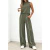imageBTFBM Two Piece Sets for Women Summer Outfits 2026 Lounge Sets Mock Neck Tops Wide Leg Pants Travel Fashion ClothingArmy Green