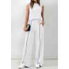 imageBTFBM Two Piece Sets for Women Summer Outfits 2026 Lounge Sets Mock Neck Tops Wide Leg Pants Travel Fashion ClothingWhite