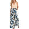 imageBTFBM Two Piece Sets For Women Summer 2026 Spring Outfits Casual Sleeveless Wide Leg Pants Sets Beach Vacation ClothesFloral Apricot Blue