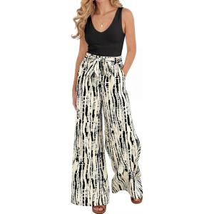 imageBTFBM Two Piece Sets For Women Summer 2026 Spring Outfits Casual Sleeveless Wide Leg Pants Sets Beach Vacation ClothesFloral Apricot Black