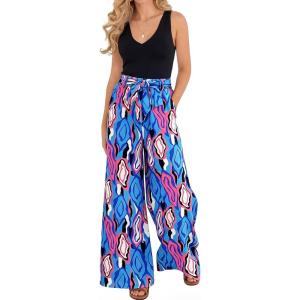 imageBTFBM Two Piece Sets For Women Summer 2026 Spring Outfits Casual Sleeveless Wide Leg Pants Sets Beach Vacation ClothesFloral Blue