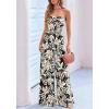 imageBTFBM Jumpsuits For Women Casual 2026 Floral Strapless Jumpsuit Wide Leg Rompers Beach Vacation Clothes Summer OutfitsFloral Black Beige