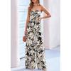 imageBTFBM Jumpsuits For Women Casual 2026 Floral Strapless Jumpsuit Wide Leg Rompers Beach Vacation Clothes Summer OutfitsFloral Black Beige