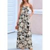 imageBTFBM Jumpsuits For Women Casual 2026 Floral Strapless Jumpsuit Wide Leg Rompers Beach Vacation Clothes Summer OutfitsFloral Black Beige