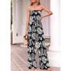 imageBTFBM Jumpsuits For Women Casual 2026 Floral Strapless Jumpsuit Wide Leg Rompers Beach Vacation Clothes Summer OutfitsFloral Black White