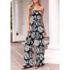 imageBTFBM Jumpsuits For Women Casual 2026 Floral Strapless Jumpsuit Wide Leg Rompers Beach Vacation Clothes Summer OutfitsFloral Black White