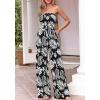 imageBTFBM Jumpsuits For Women Casual 2026 Floral Strapless Jumpsuit Wide Leg Rompers Beach Vacation Clothes Summer OutfitsFloral Black White
