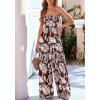 imageBTFBM Jumpsuits For Women Casual 2026 Floral Strapless Jumpsuit Wide Leg Rompers Beach Vacation Clothes Summer OutfitsFloral Brown White