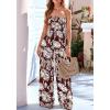 imageBTFBM Jumpsuits For Women Casual 2026 Floral Strapless Jumpsuit Wide Leg Rompers Beach Vacation Clothes Summer OutfitsFloral Brown White