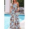 imageBTFBM Jumpsuits For Women Casual 2026 Floral Strapless Jumpsuit Wide Leg Rompers Beach Vacation Clothes Summer OutfitsFloral Brown White Blue