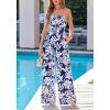 imageBTFBM Jumpsuits For Women Casual 2026 Floral Strapless Jumpsuit Wide Leg Rompers Beach Vacation Clothes Summer OutfitsFloral Dark Blue White