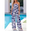 imageBTFBM Jumpsuits For Women Casual 2026 Floral Strapless Jumpsuit Wide Leg Rompers Beach Vacation Clothes Summer OutfitsFloral Dark Blue White