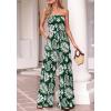 imageBTFBM Jumpsuits For Women Casual 2026 Floral Strapless Jumpsuit Wide Leg Rompers Beach Vacation Clothes Summer OutfitsFloral Dark Green White