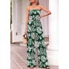 imageBTFBM Jumpsuits For Women Casual 2026 Floral Strapless Jumpsuit Wide Leg Rompers Beach Vacation Clothes Summer OutfitsFloral Dark Green White