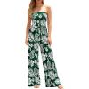 imageBTFBM Jumpsuits For Women Casual 2026 Floral Strapless Jumpsuit Wide Leg Rompers Beach Vacation Clothes Summer OutfitsFloral Dark Green White