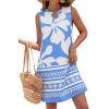imageBTFBM Casual Summer Dresses for Women 2026 Spring Sleeveless Boho Floral Tank Mini Sun Dress Beach Vacation SundressesFloral White Blue