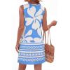 imageBTFBM Casual Summer Dresses for Women 2026 Spring Sleeveless Boho Floral Tank Mini Sun Dress Beach Vacation SundressesFloral White Blue