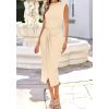 imageBTFBM Dresses for Women 2026 Summer Clothes Formal Bodycon Mock Neck Cap Sleeve Midi Party Cocktail Wedding Guest DressBeige